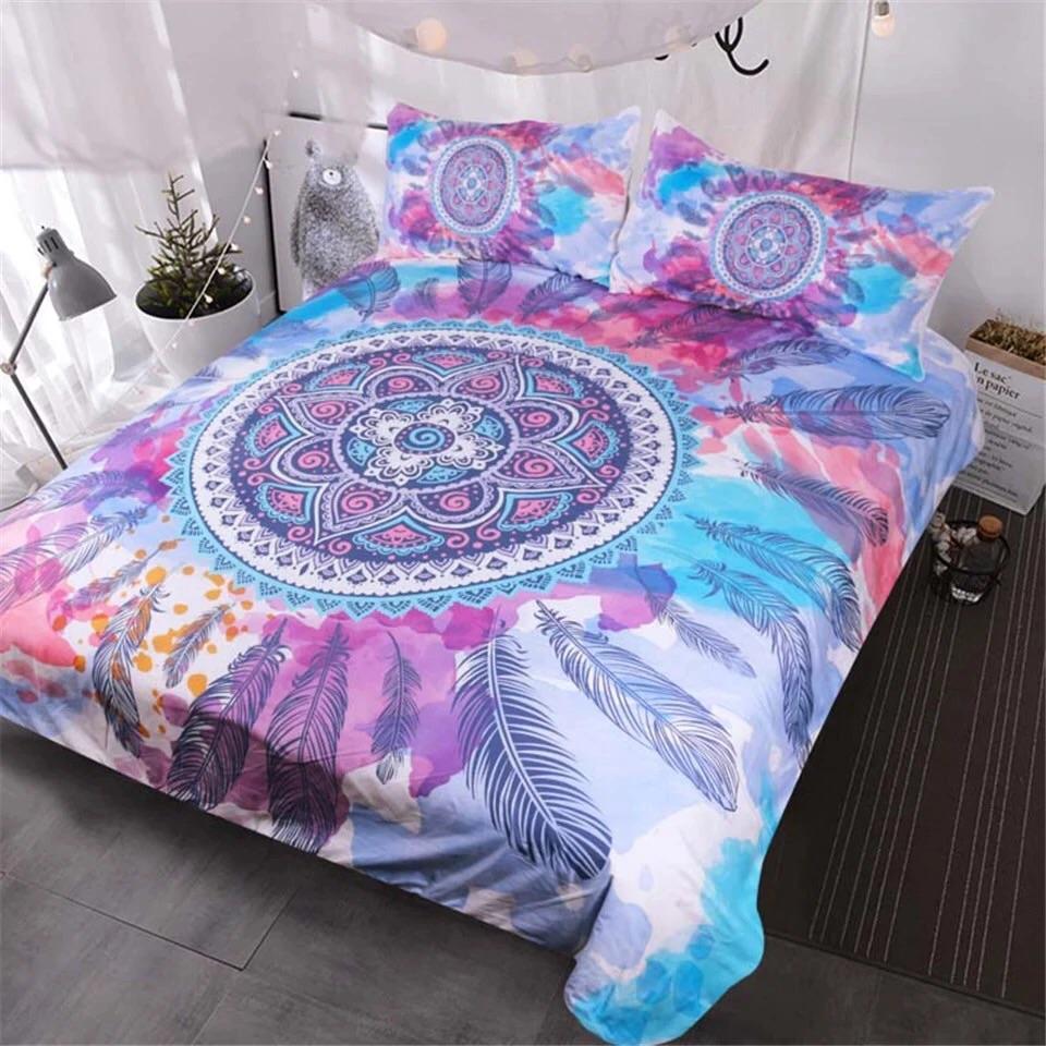Psychedelic Watercolour Dreamcatcher 3D Customized Duvet Cover Bedding Set
