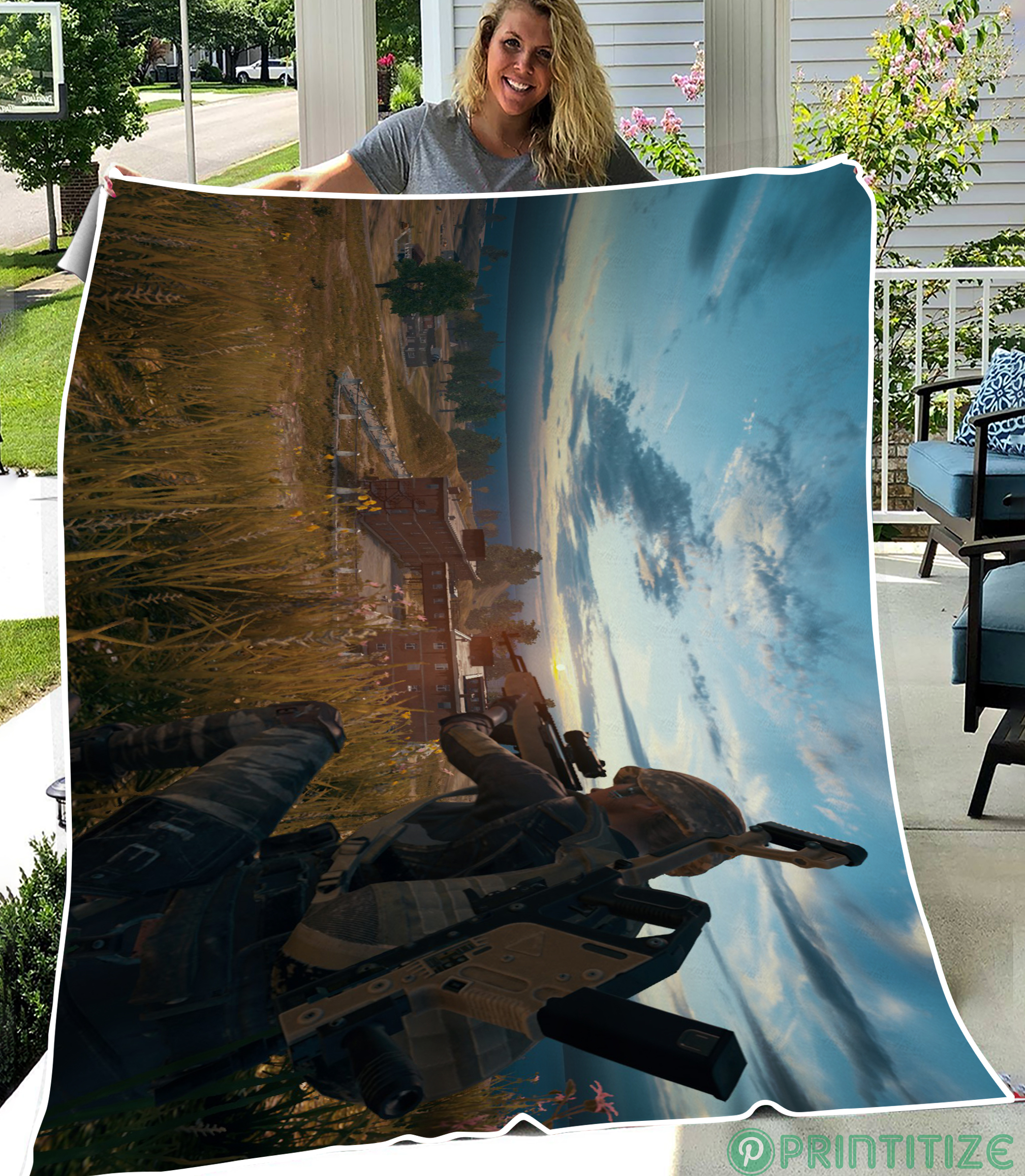 PUBG Background Sunset Fleece Blanket