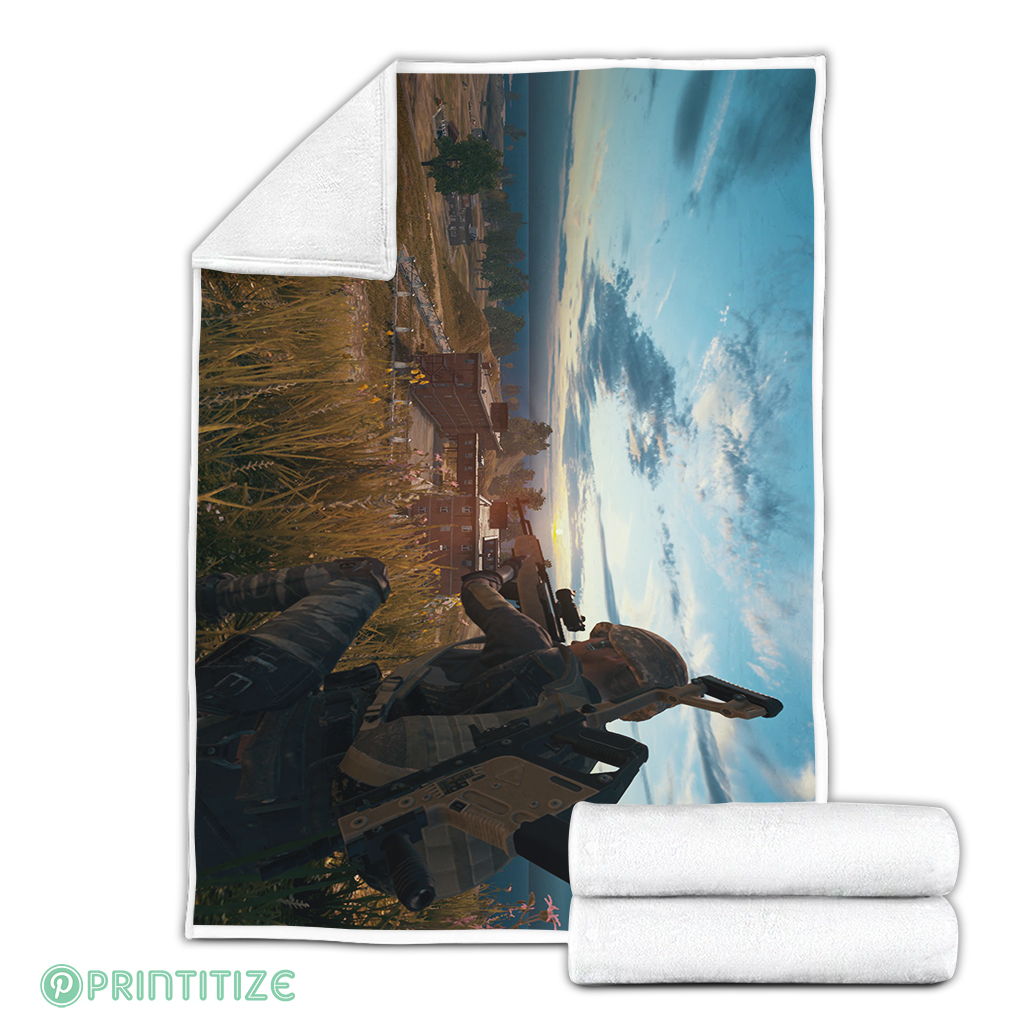 PUBG Background Sunset Fleece Blanket