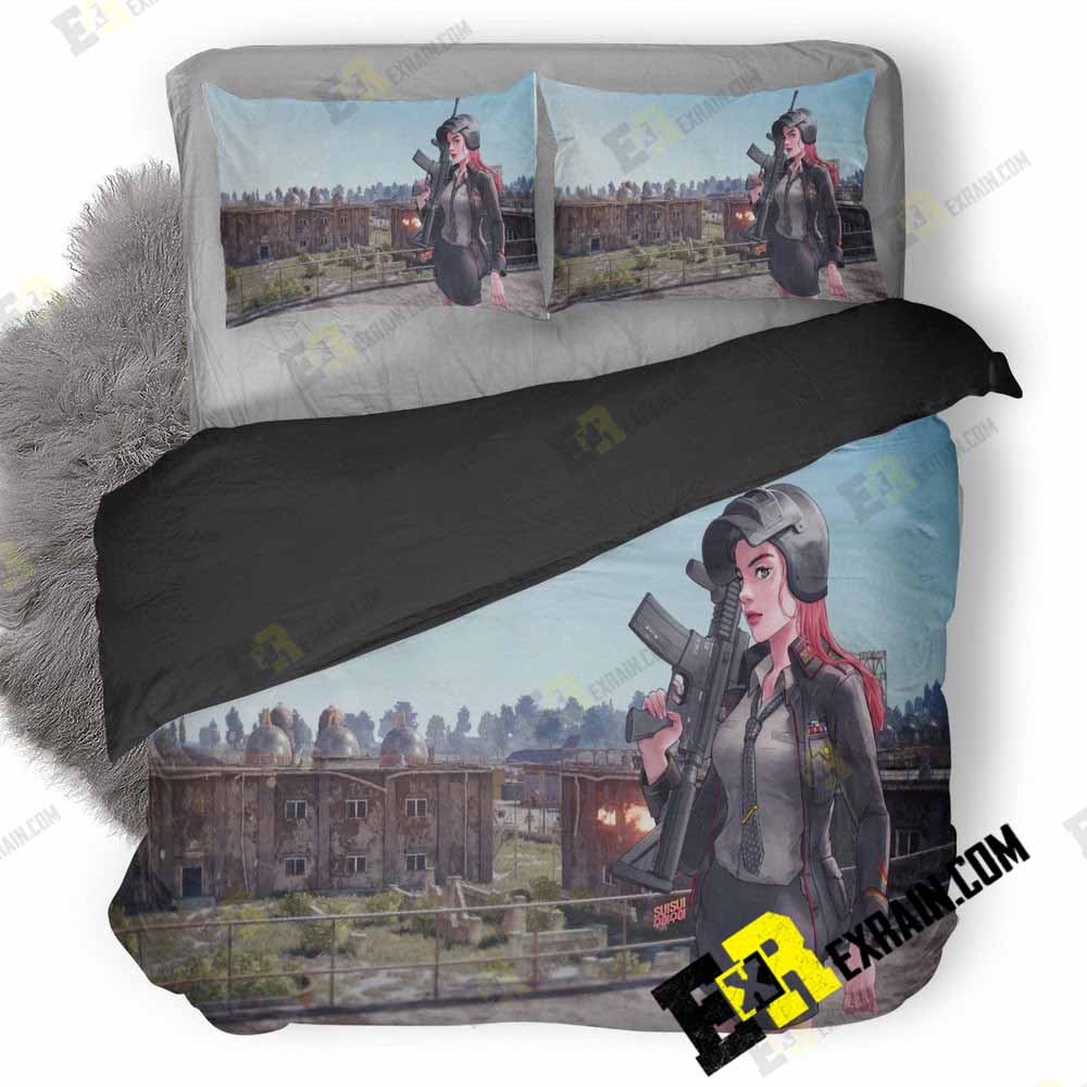 Pubg Game Girl 0N 3D Customized Duvet Cover Bedding Set