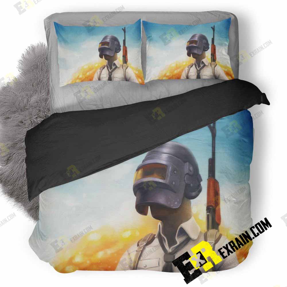 Pubg Helmet Guy Art Ia 3D Customized Duvet Cover Bedding Set