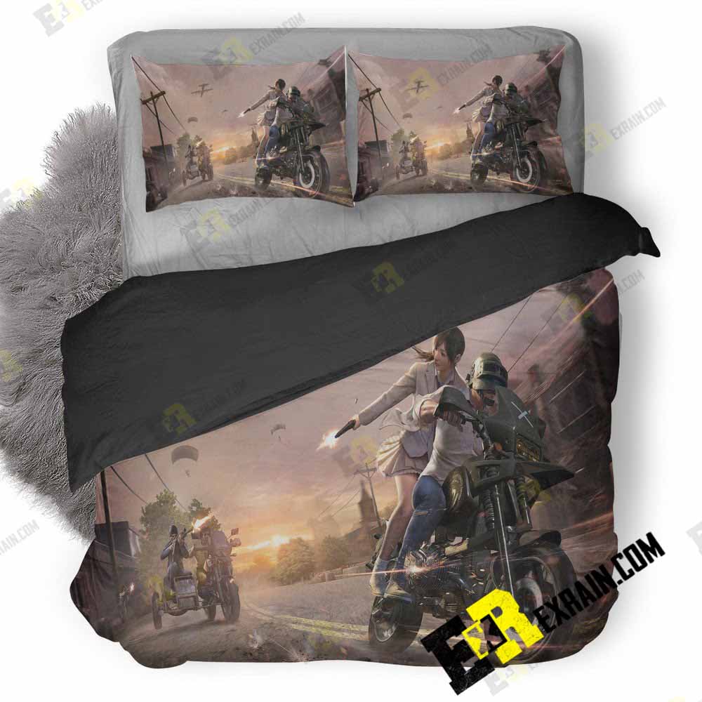 Pubg Helmet Guy With Girl Wa 3D Customized Duvet Cover Bedding Set