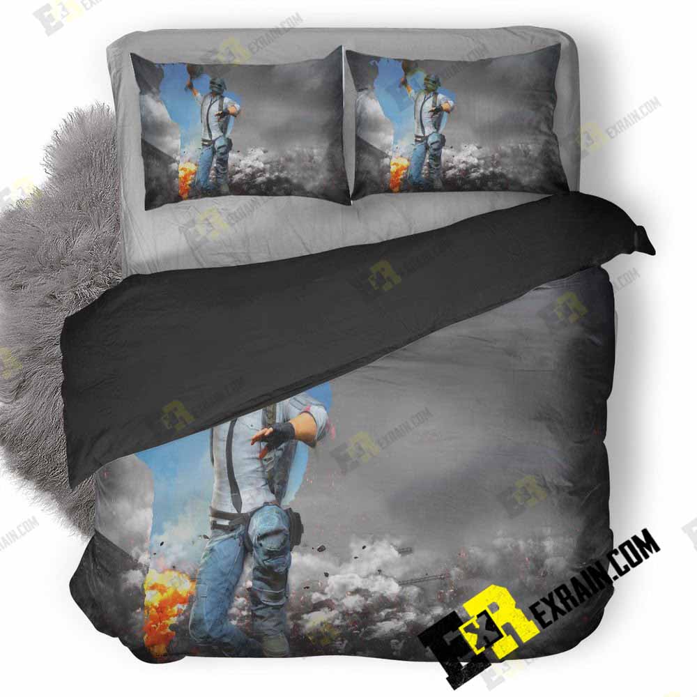 Pubg Helmet Man With Pan Q8 3D Customized Duvet Cover Bedding Set