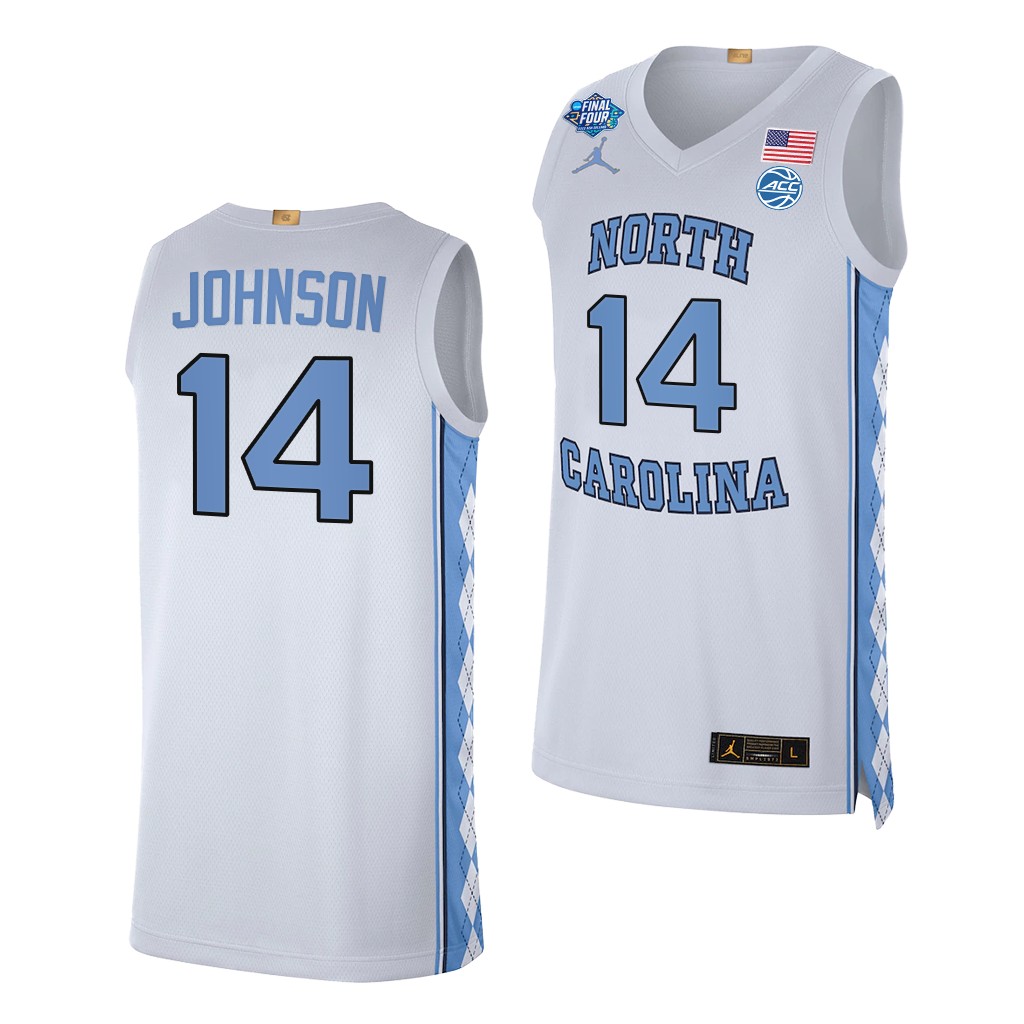 Puff Johnson #14 North Carolina Tar Heels 2022 March Madness Final Four Jersey White