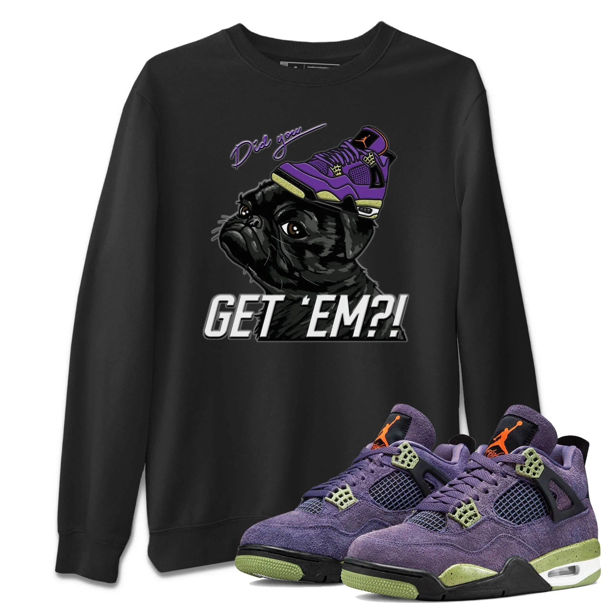Pug Get Em Unisex Sweater – Air Jordan 4 Canyon Purple, Sneakers Matching Sweater