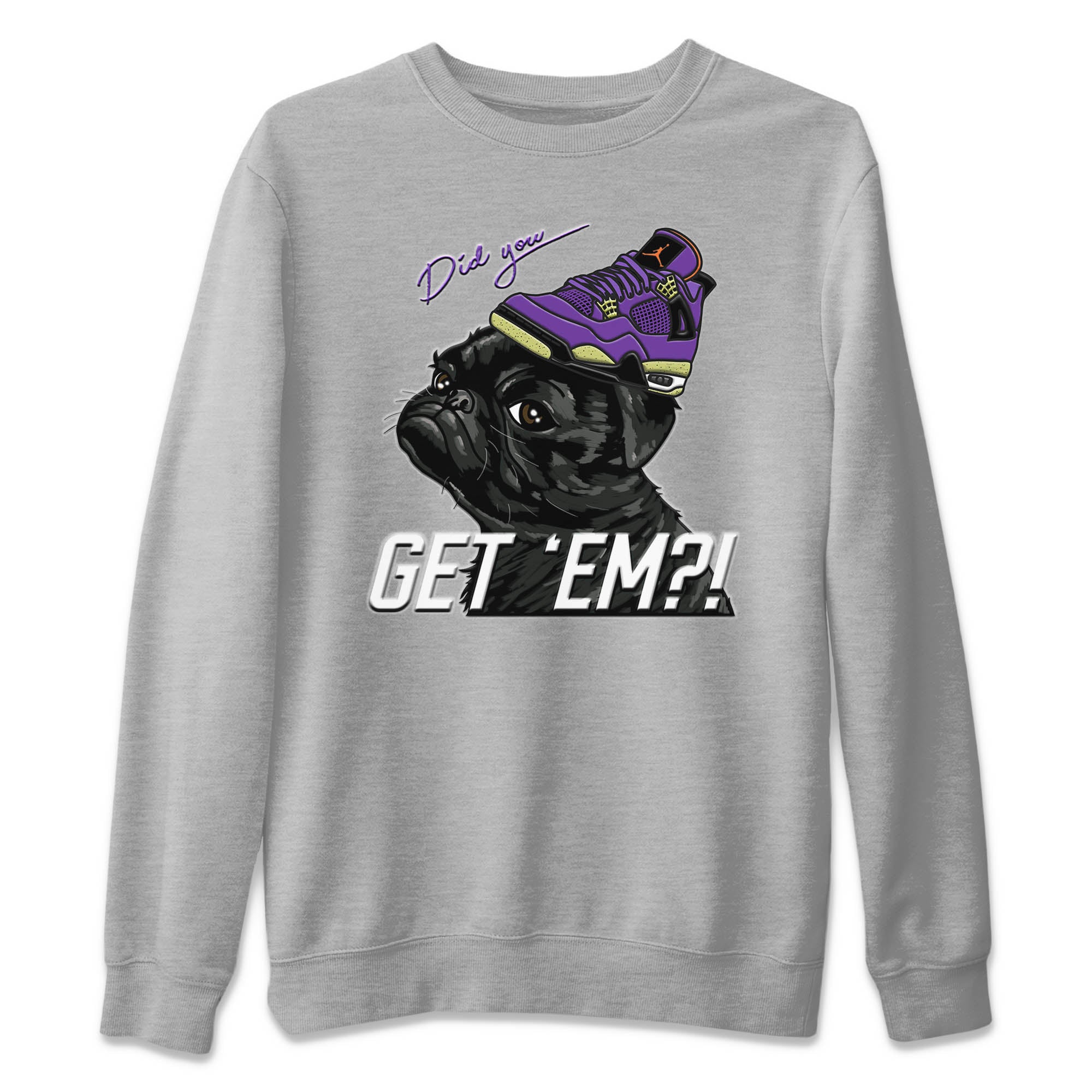 Pug Get Em Unisex Sweater – Air Jordan 4 Canyon Purple, Sneakers Matching Sweater