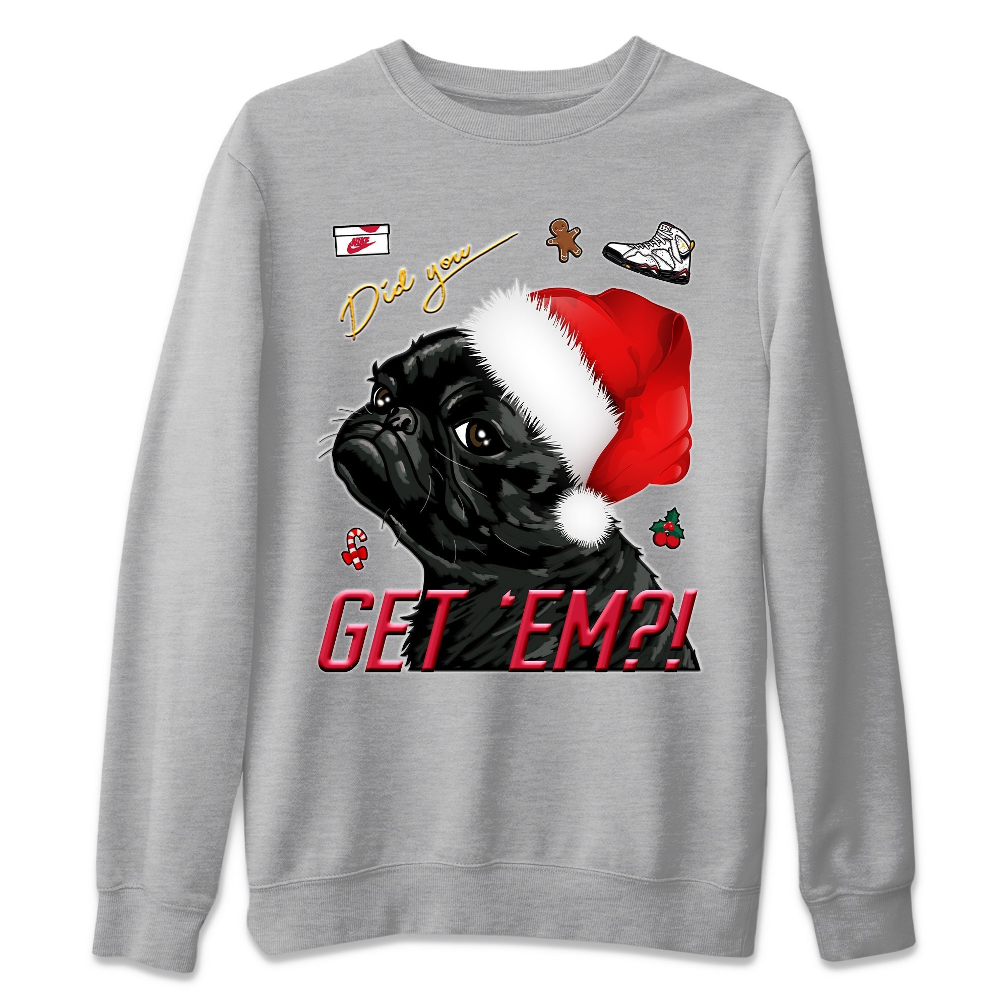 Pug Get Em Unisex Sweater – Air Jordan 7 Cardinal, Sneakers Matching Sweater