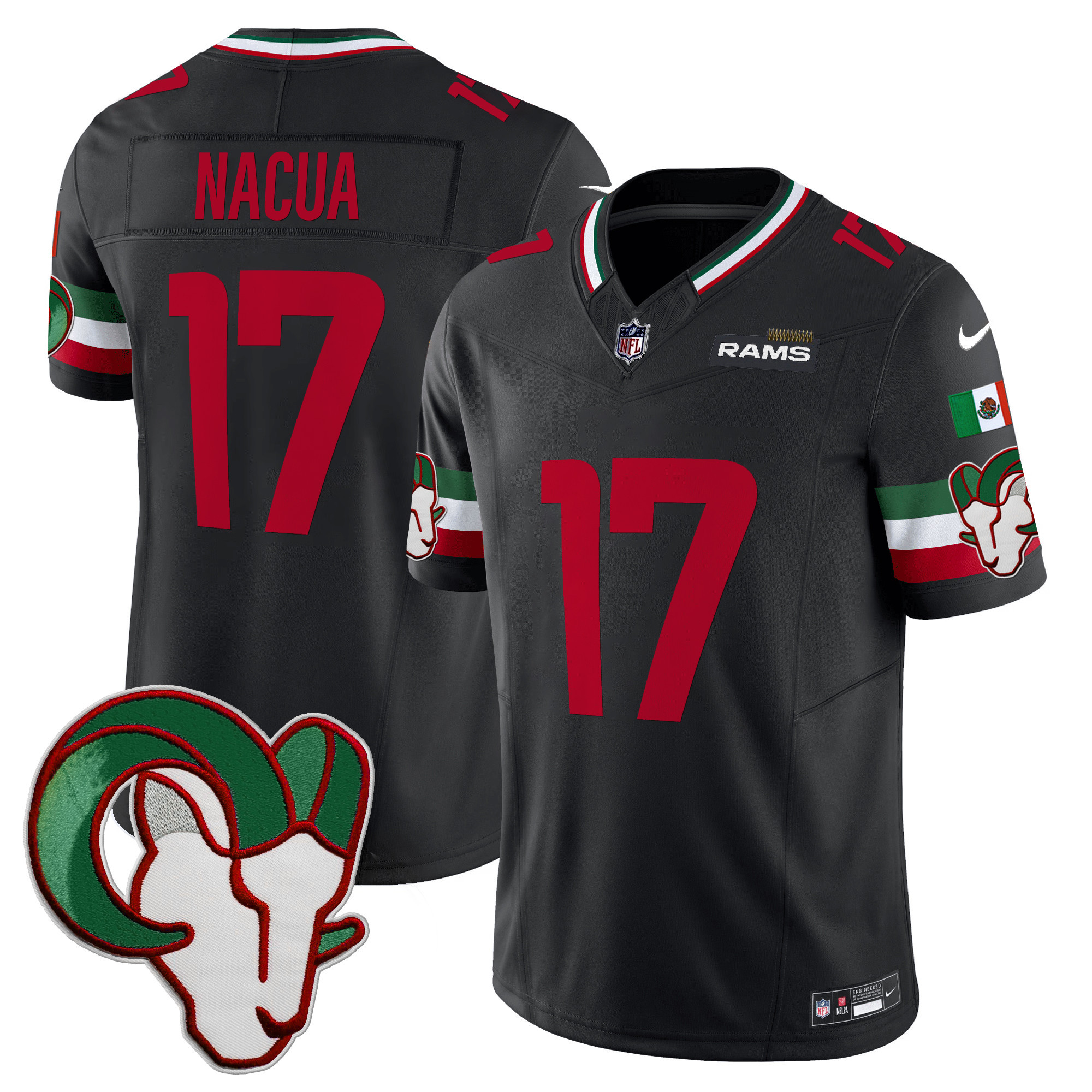 Puka Nacua Men's Los Angeles Rams Mexico Vapor Limited Black Jersey - All Stitched 