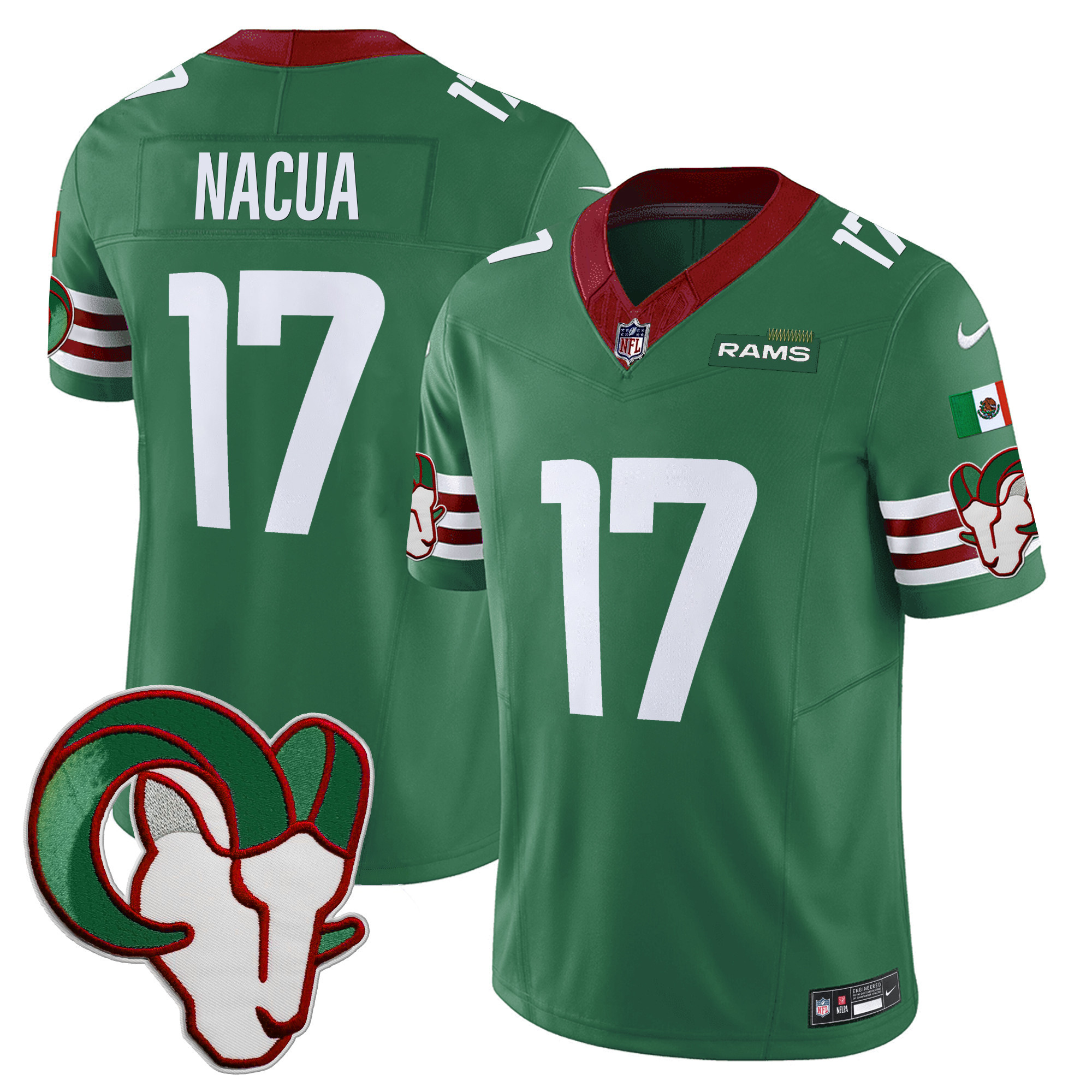 Puka Nacua Men's Los Angeles Rams Mexico Vapor Limited Green Jersey - All Stitched 