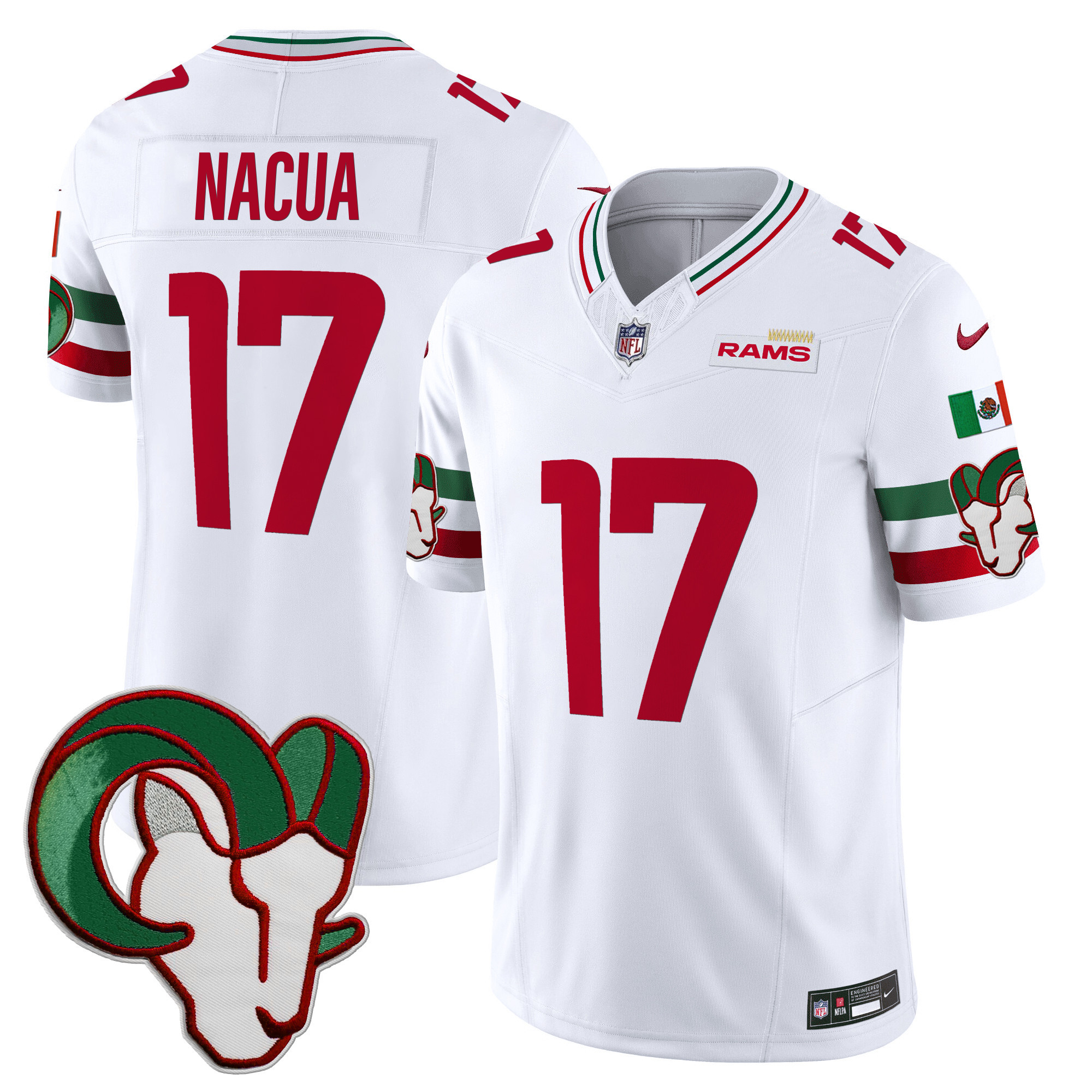 Puka Nacua Men's Los Angeles Rams Mexico Vapor Limited White Jersey - All Stitched 