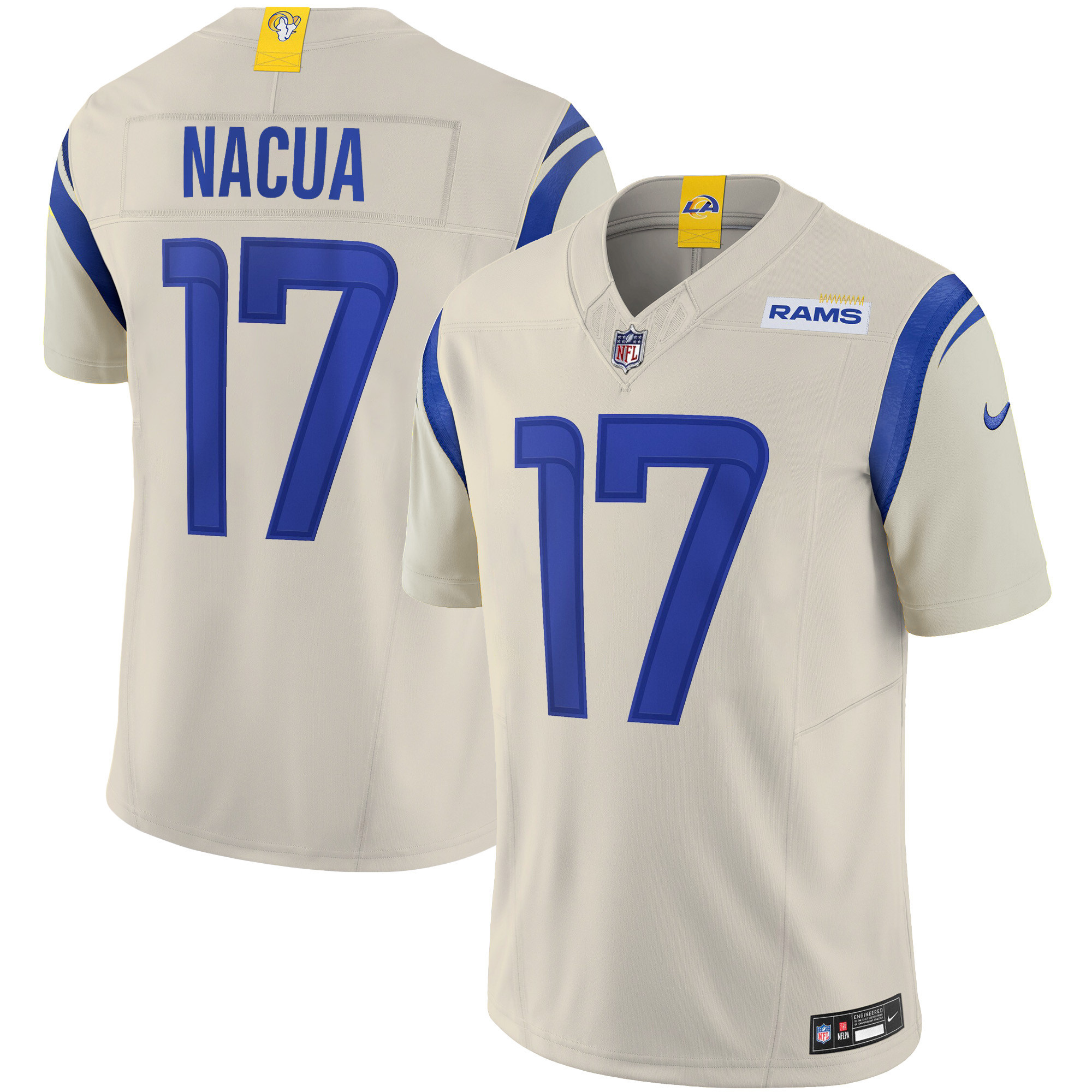 Puka Nacua Men's Los Angeles Rams Vapor Limited Bone Jersey - All Stitched 