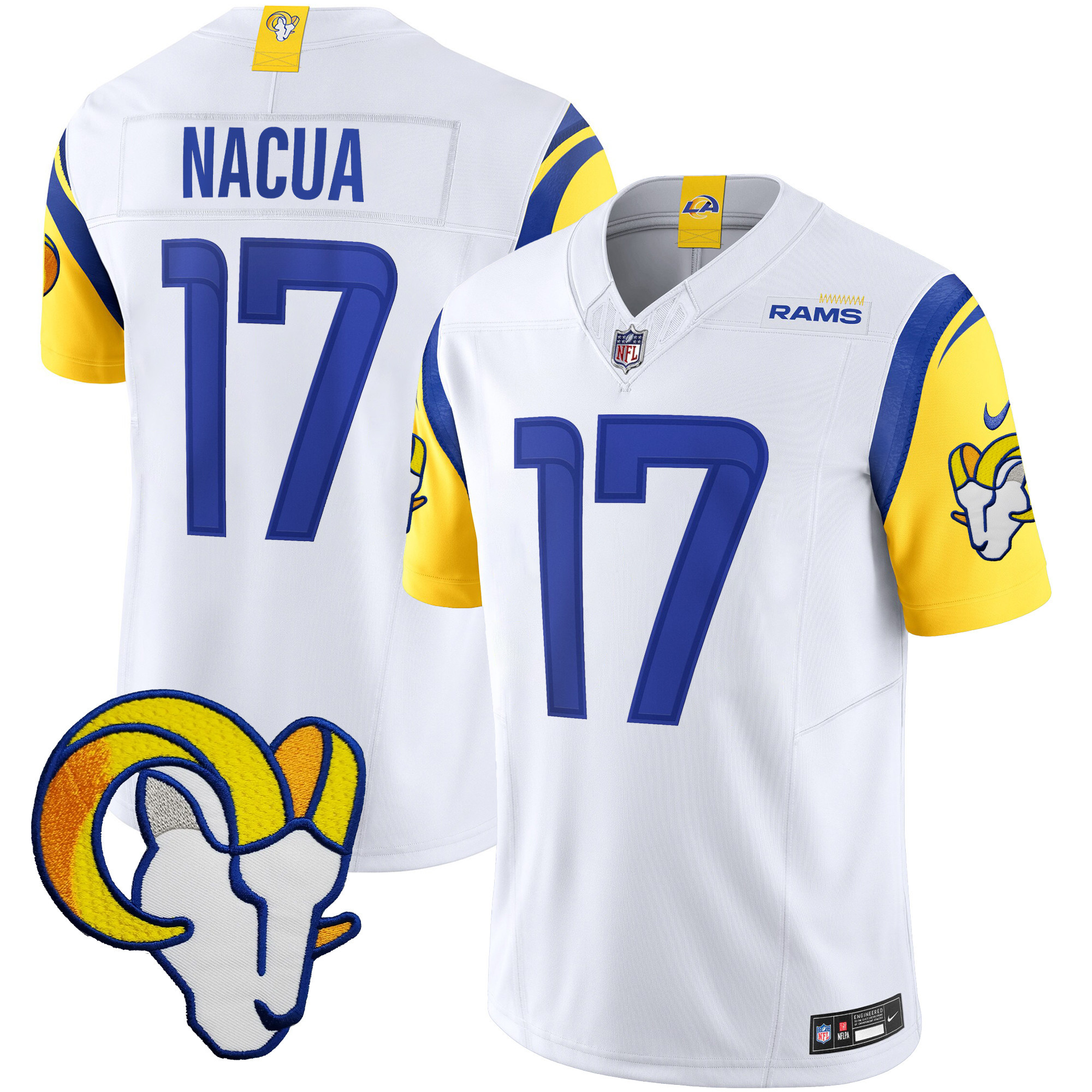Puka Nacua Men's Los Angeles Rams Vapor Limited White Jersey - All Stitched 