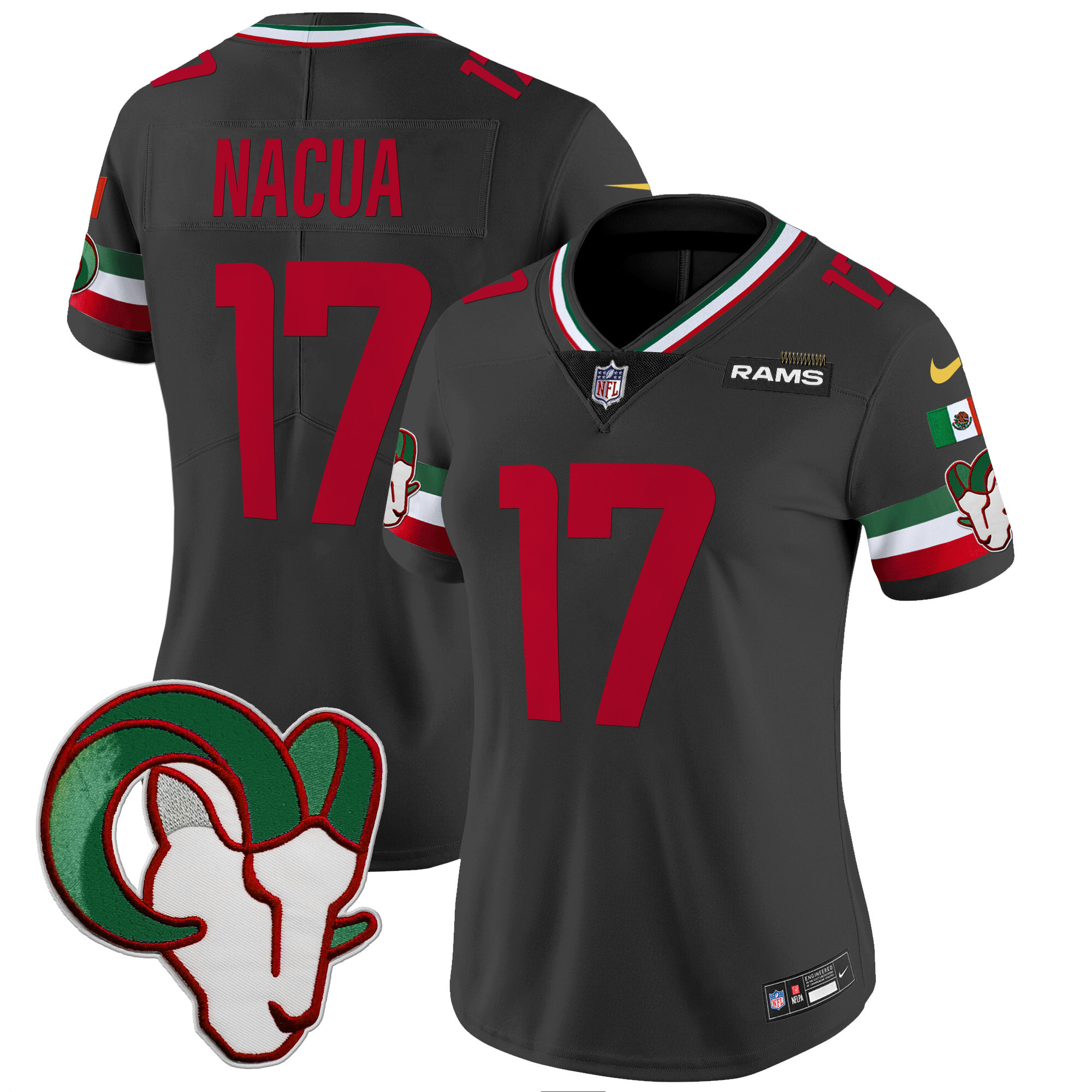 Puka Nacua Women's Los Angeles Rams Mexico Vapor Limited Black Jersey - All Stitched 