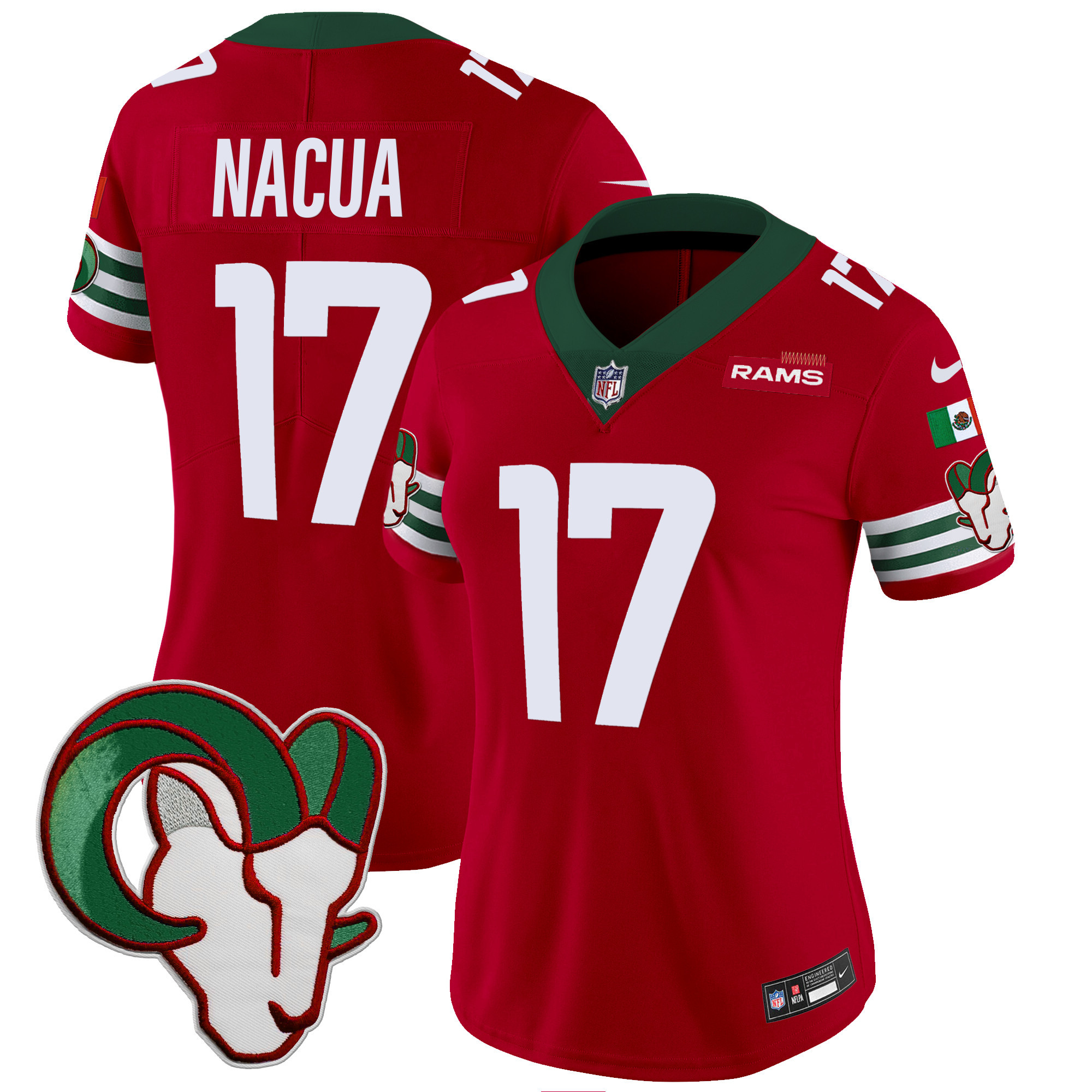 Puka Nacua Women's Los Angeles Rams Mexico Vapor Limited Red Jersey - All Stitched 