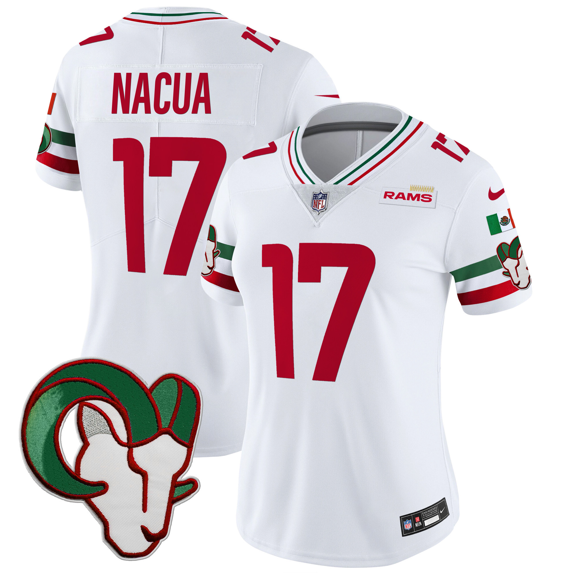 Puka Nacua Women's Los Angeles Rams Mexico Vapor Limited White Jersey - All Stitched 