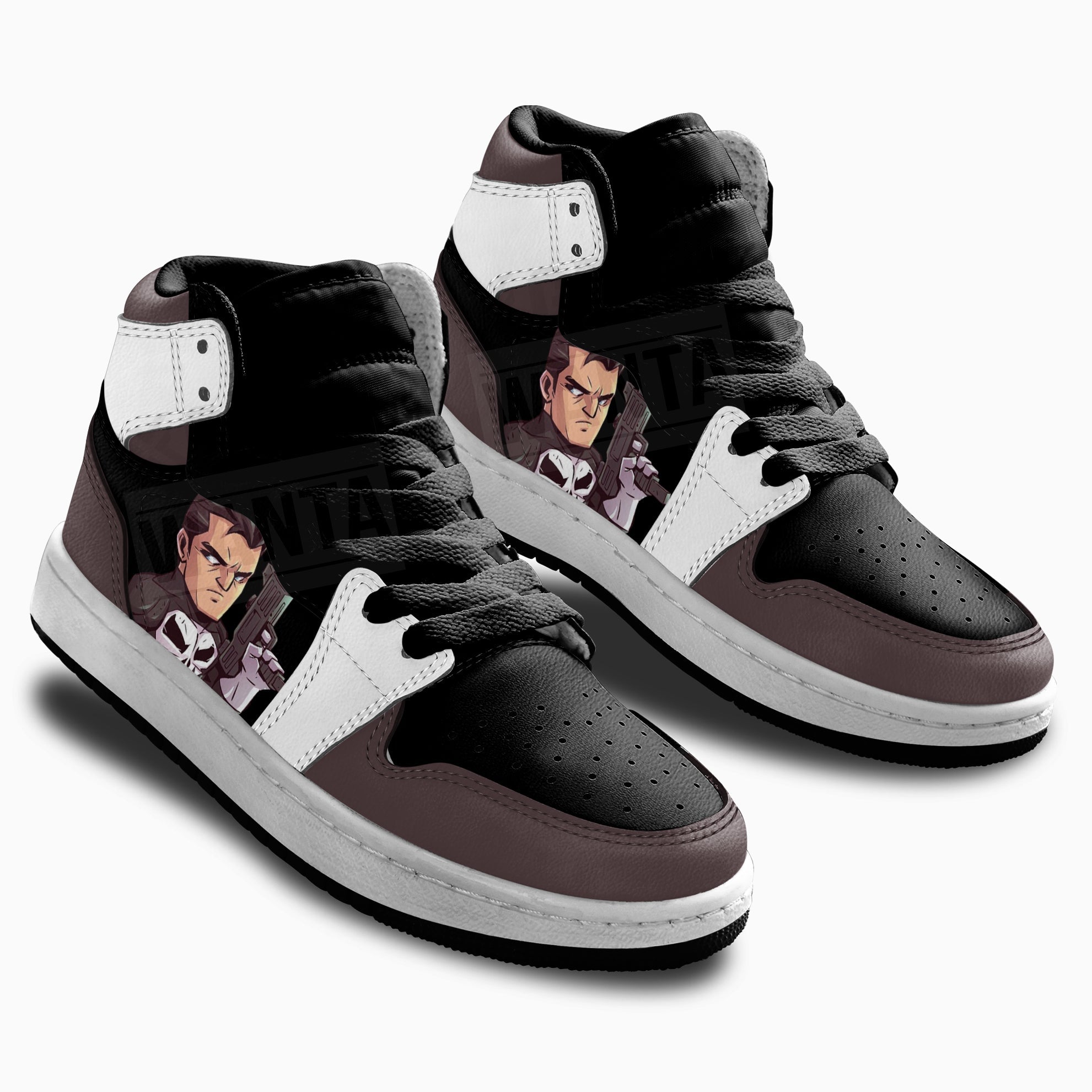 Punisher Superhero Kid Sneakers For Kids, Air Jordan Hightop