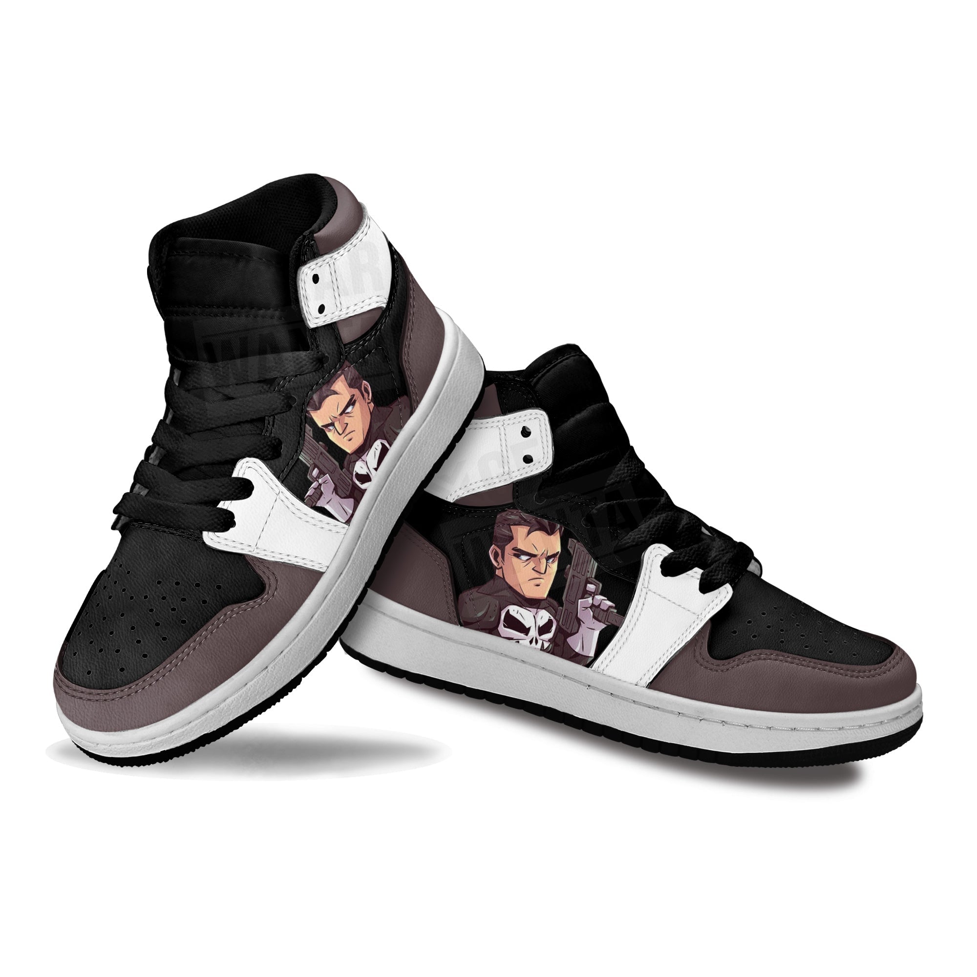 Punisher Superhero Kid Sneakers For Kids, Air Jordan Hightop