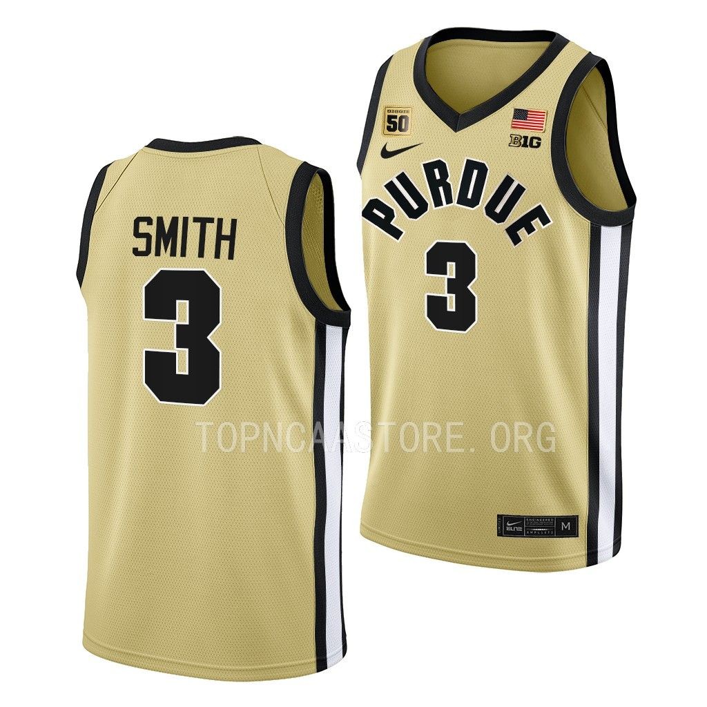Purdue Boilermakers Braden Smith Swanigan patch uniform Gold #3 Jersey 2022-23