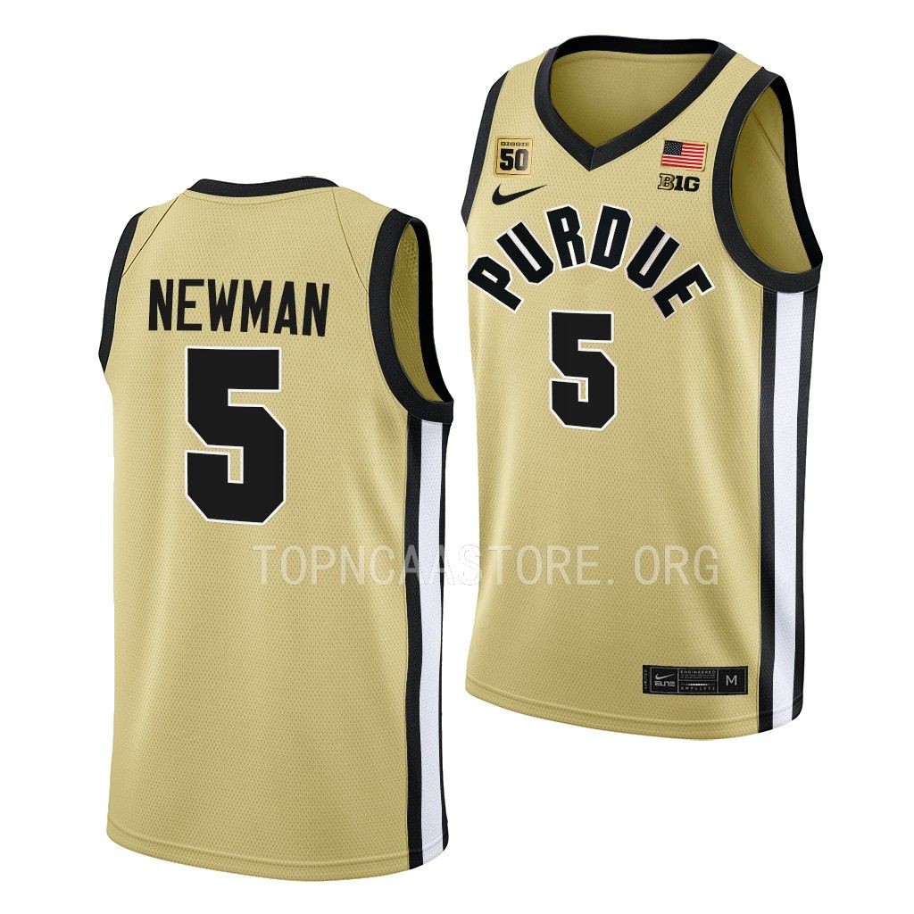 Purdue Boilermakers Brandon Newman Swanigan patch uniform Gold #5 Jersey 2022-23