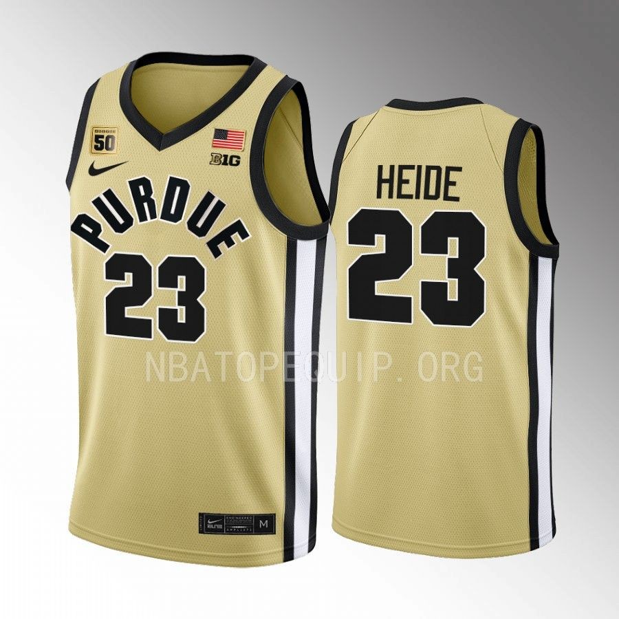 Purdue Boilermakers Cam Heide Jersey 2022-23 Gold Swanigan patch Uniform