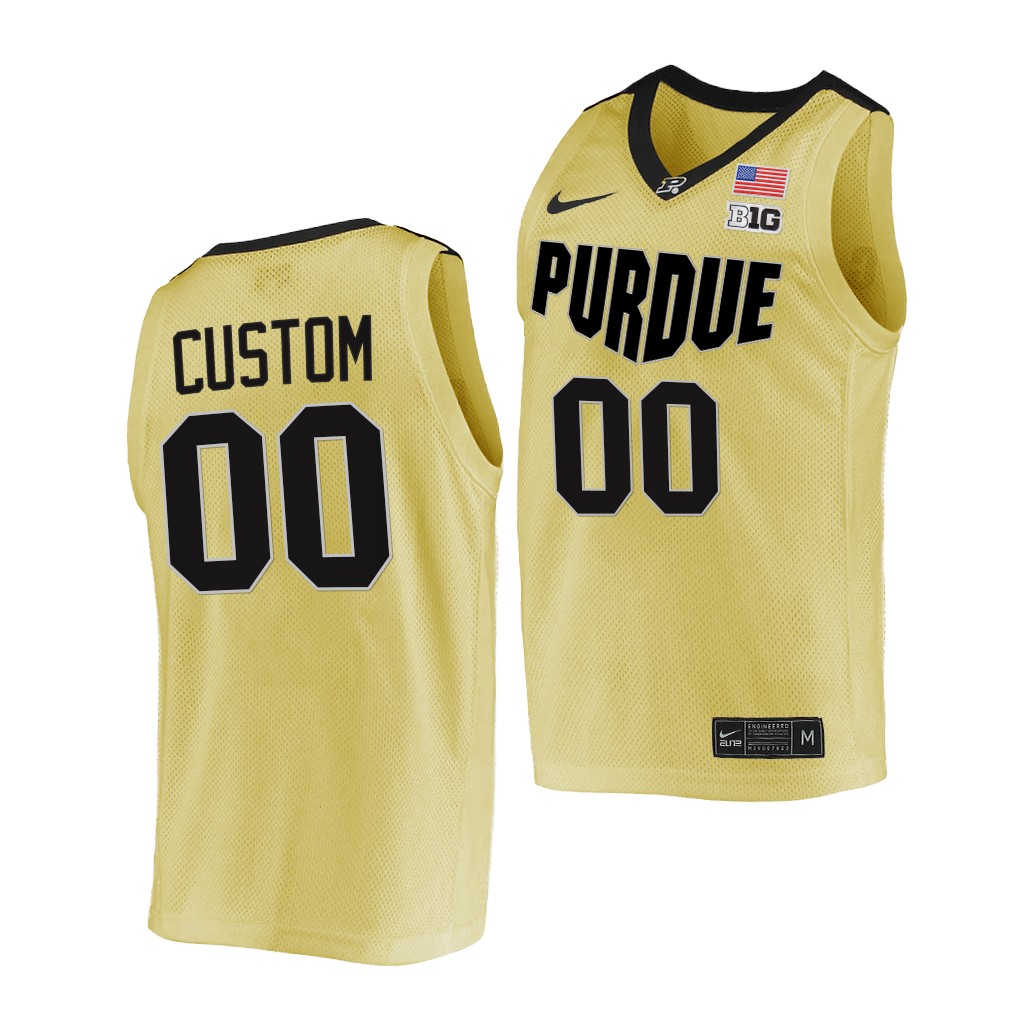 Purdue Boilermakers Custom #00 Gold Top overall seed Jersey 2021-22 College