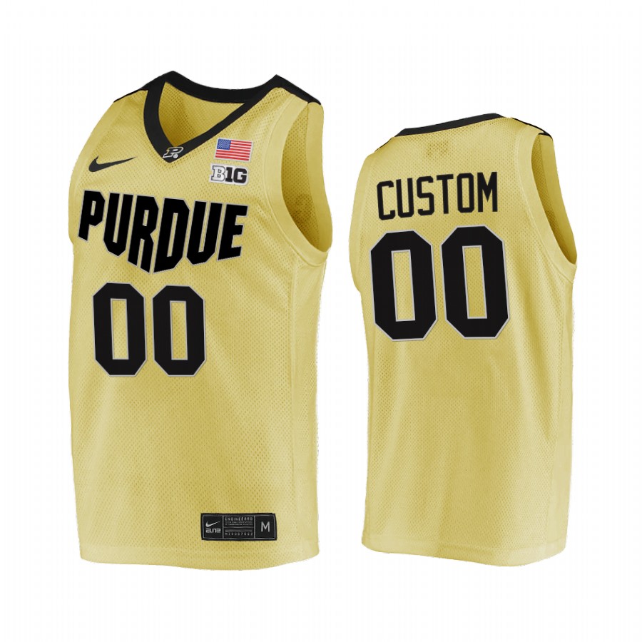 Purdue Boilermakers Custom Jersey 2021-22 College Gold Top overall seed Uniform