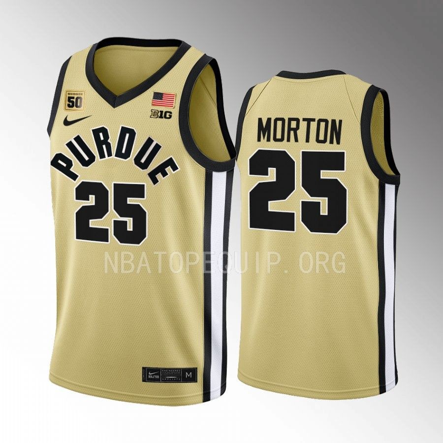 Purdue Boilermakers Ethan Morton Jersey 2022-23 Gold Swanigan patch Uniform