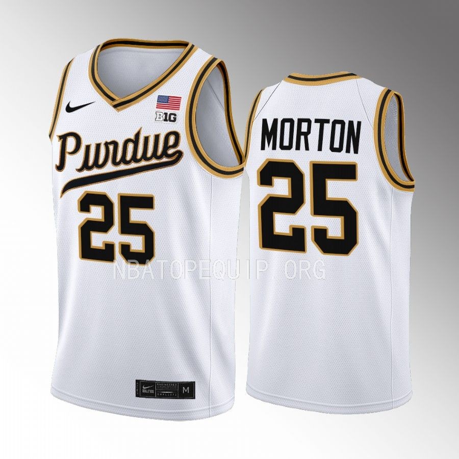 Purdue Boilermakers Ethan Morton Jersey 2022-23 Rick Mount-Era White Throwback Uniform