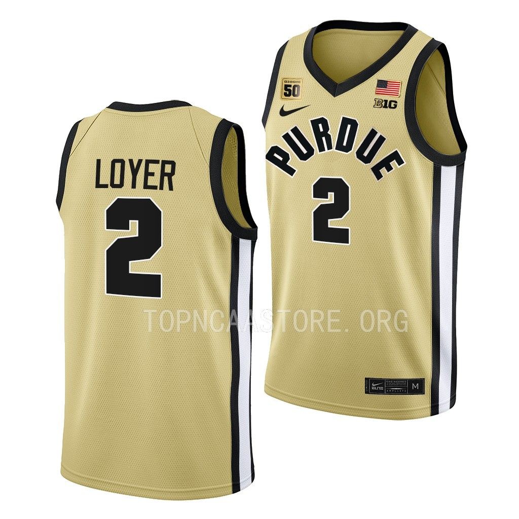 Purdue Boilermakers Fletcher Loyer Swanigan patch uniform Gold #2 Jersey 2022-23