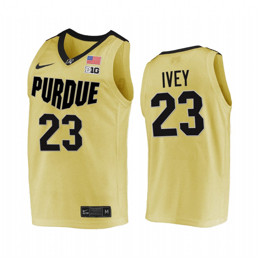 Purdue Boilermakers Jaden Ivey Jersey 2021-22 College Gold Top overall seed Uniform