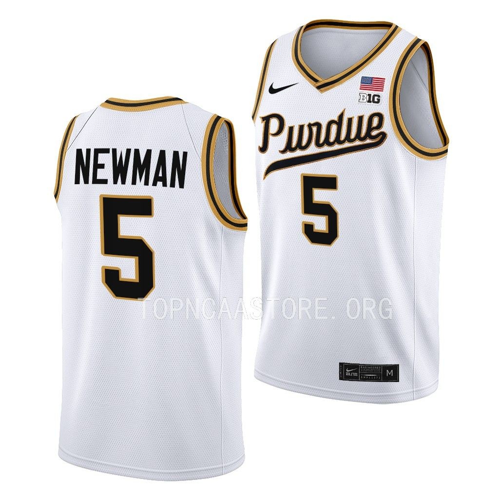 Purdue Boilermakers Rick Mount-Era Brandon Newman #5 White Throwback Jersey