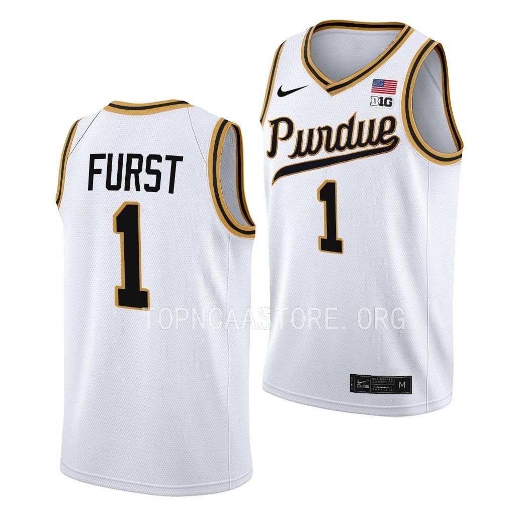 Purdue Boilermakers Rick Mount-Era Caleb Furst #1 White Throwback Jersey