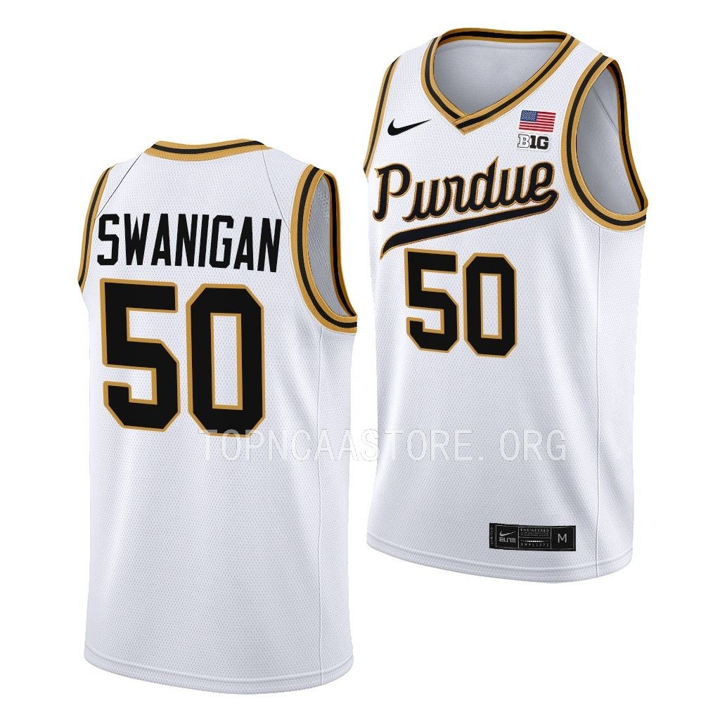Purdue Boilermakers Rick Mount-Era Caleb Swanigan #50 White Throwback Jersey