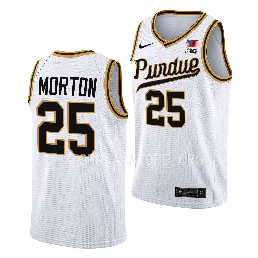 Purdue Boilermakers Rick Mount-Era Ethan Morton #25 White Throwback Jersey