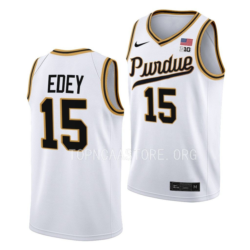 Purdue Boilermakers Rick Mount-Era Zach Edey #15 White Throwback Jersey