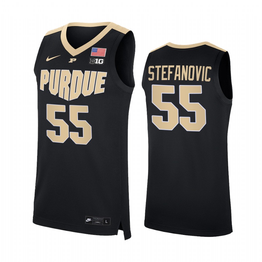 Purdue Boilermakers Sasha Stefanovic Jersey 2021-22 College Black Uniform