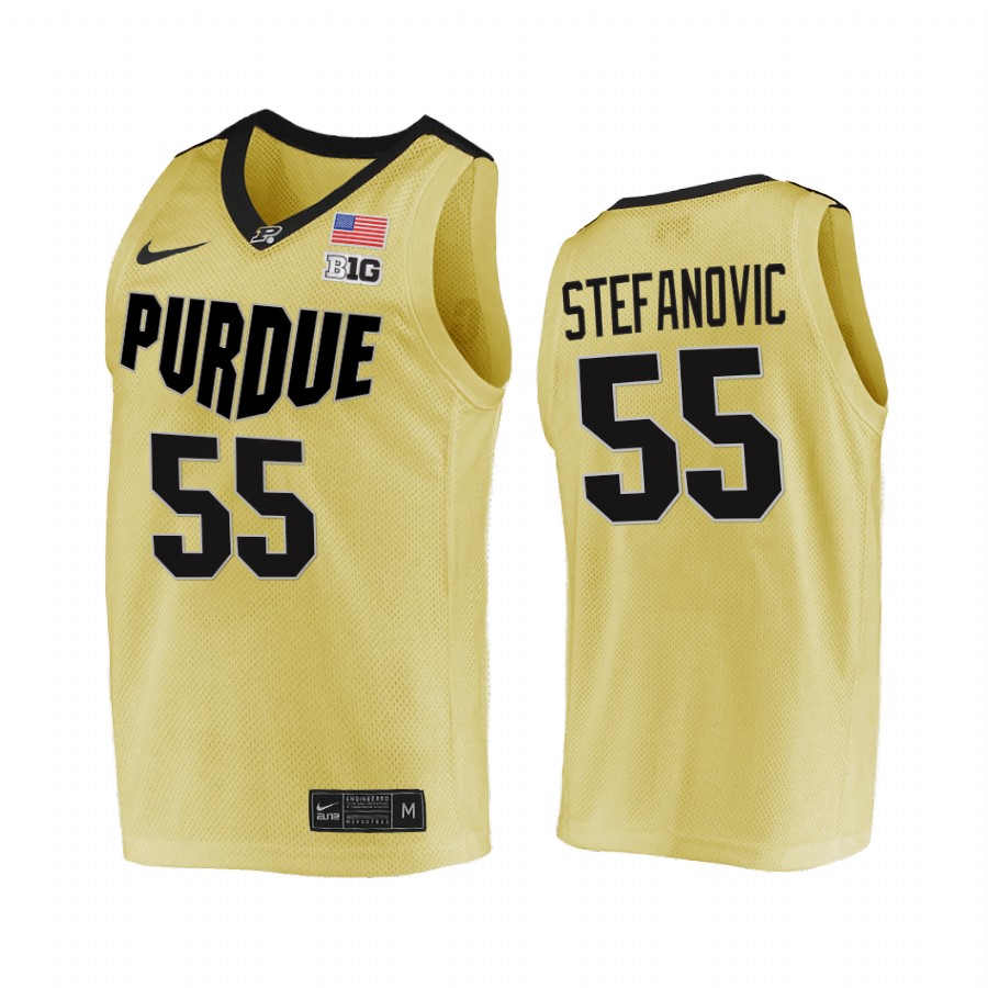 Purdue Boilermakers Sasha Stefanovic Jersey 2021-22 College Gold Top overall seed Uniform