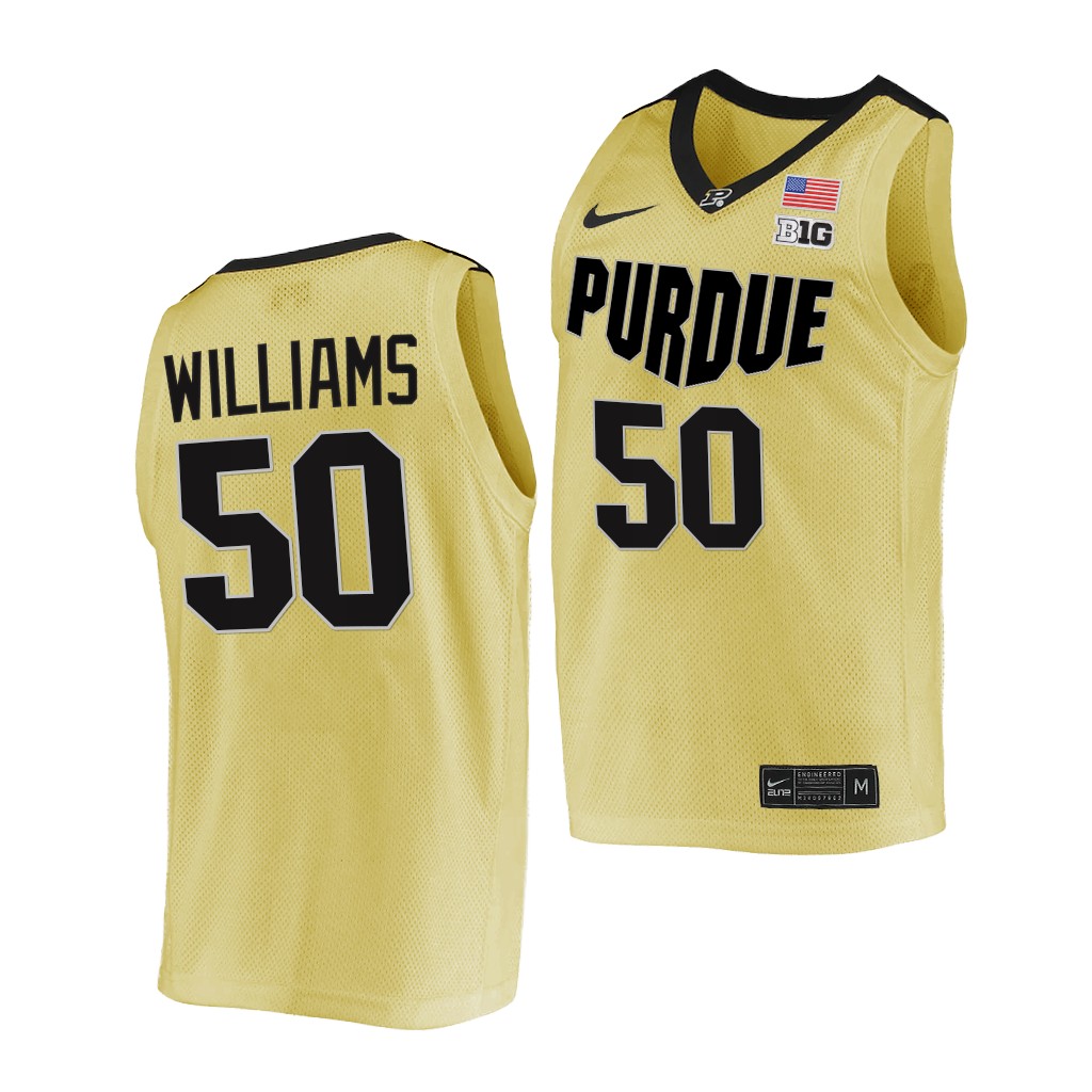 Purdue Boilermakers Trevion Williams #50 Gold Top overall seed Jersey 2021-22 College