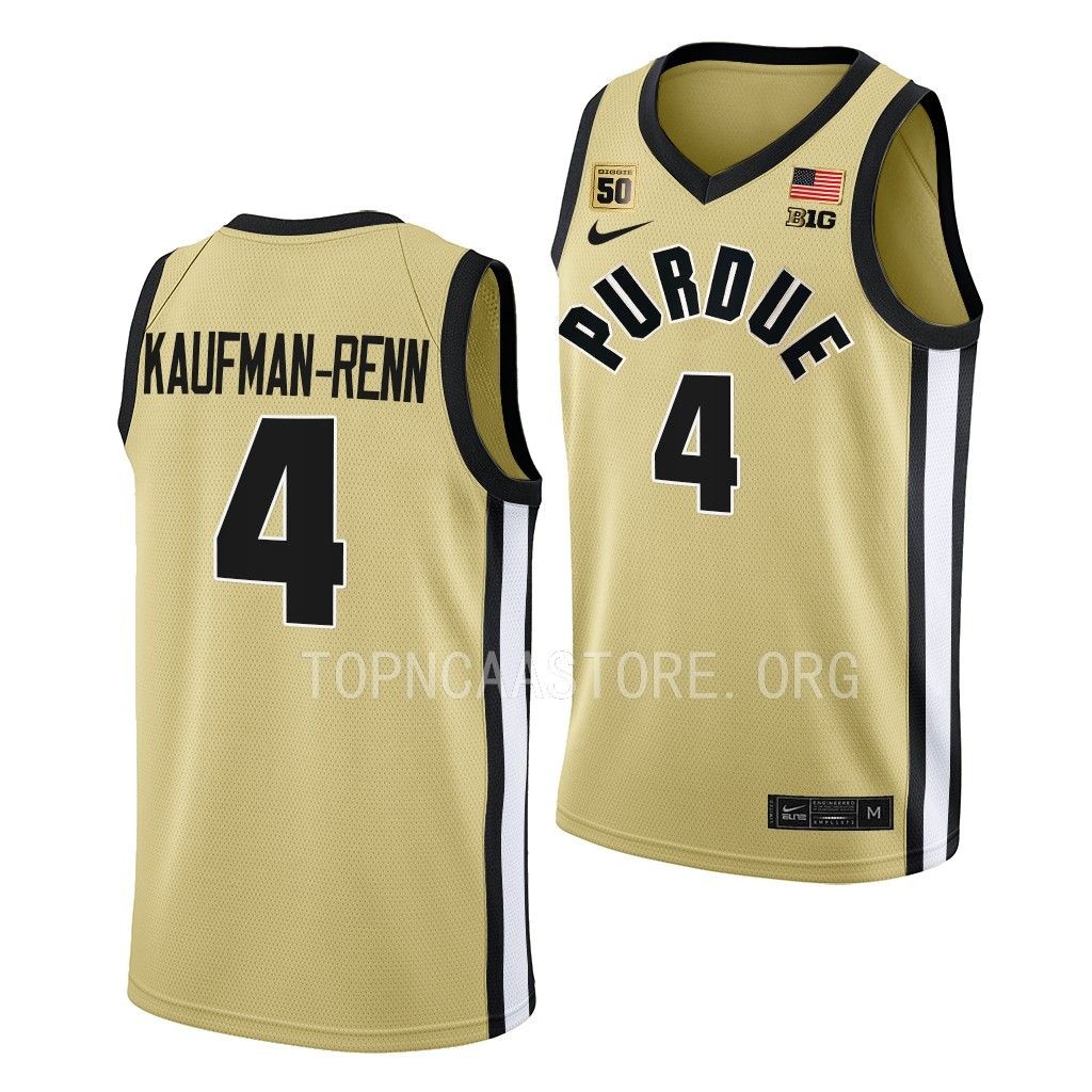 Purdue Boilermakers Trey Kaufman-Renn Swanigan patch uniform Gold #4 Jersey 2022-23