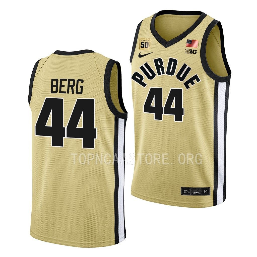 Purdue Boilermakers Will Berg Swanigan patch uniform Gold #44 Jersey 2022-23