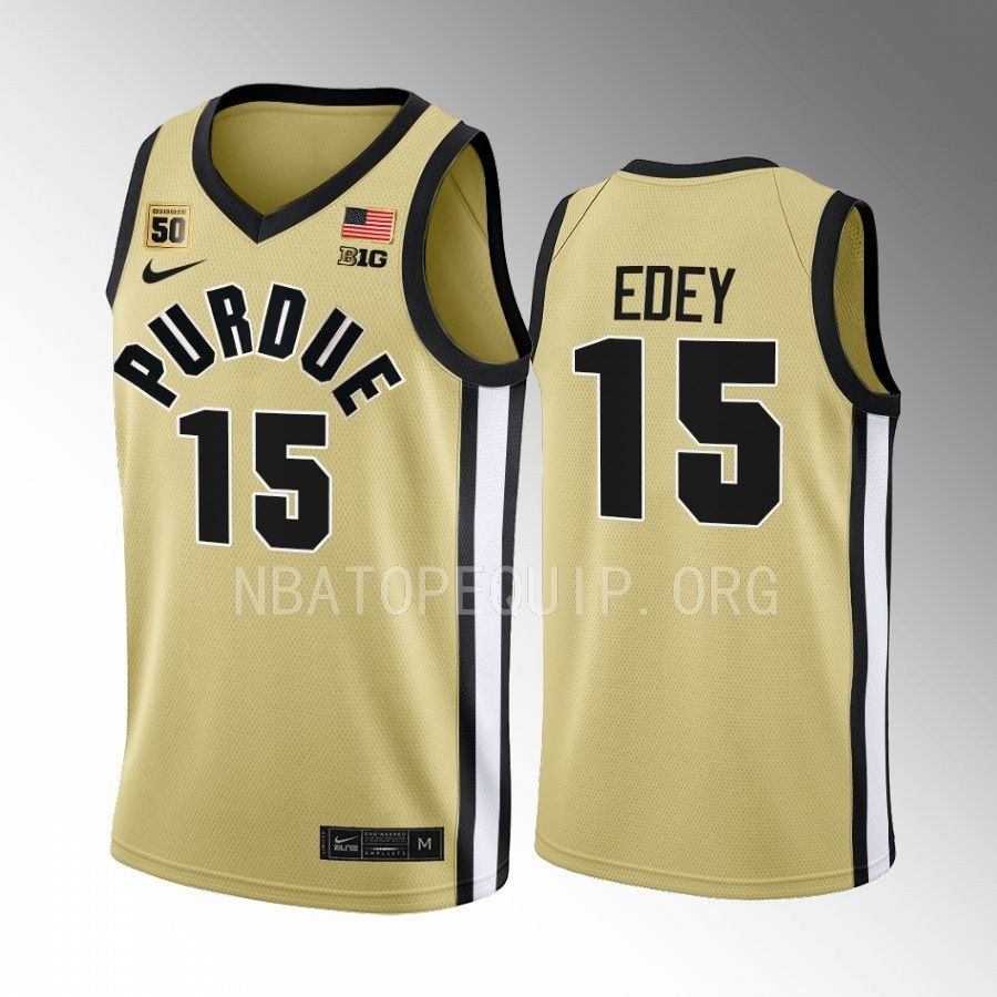 Purdue Boilermakers Zach Edey Jersey 2022-23 Gold Swanigan patch Uniform