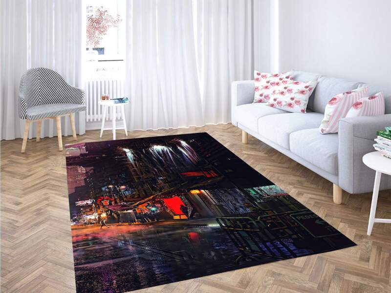 Purple Aesthetic Blade Runer Carpet Rectangle Rug
