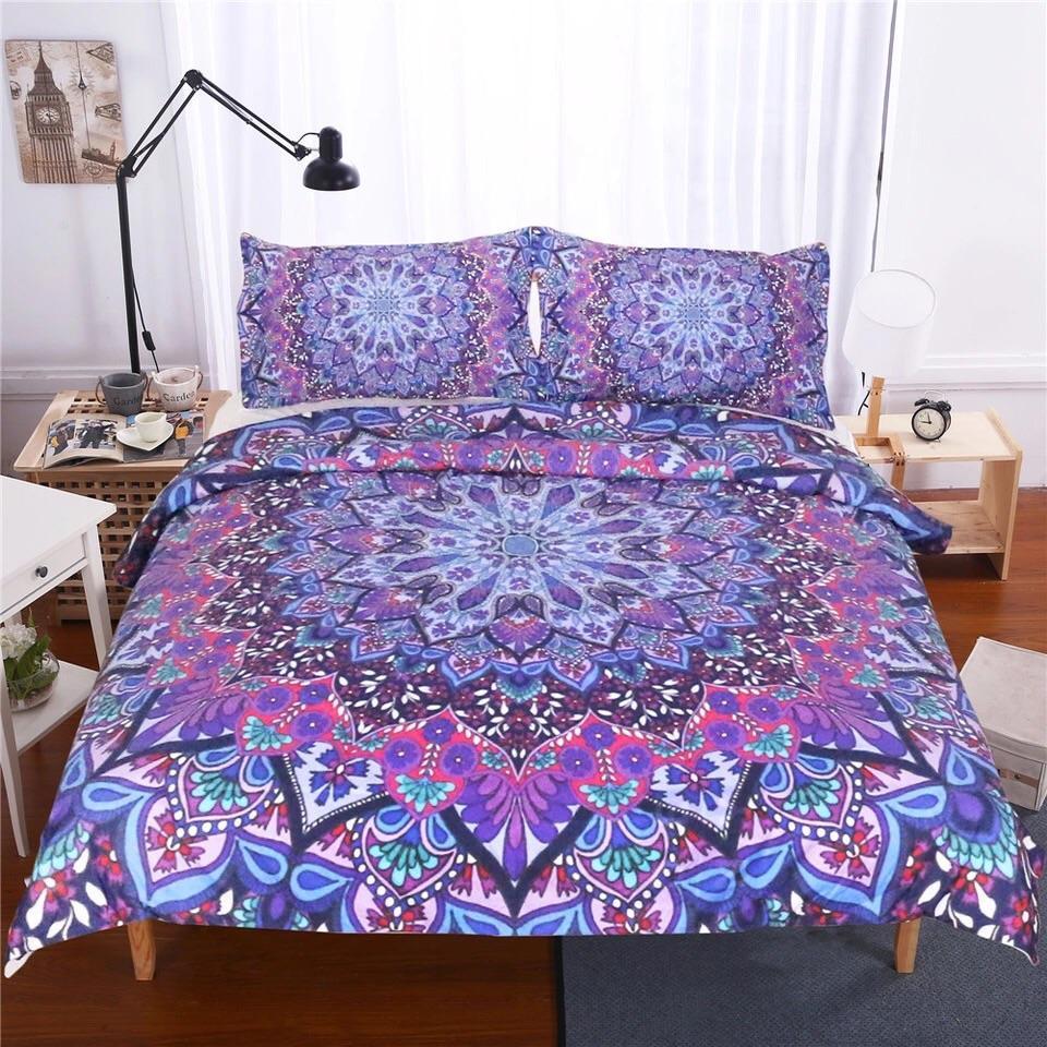 Purple Glowing Mandala 3D Customized Duvet Cover Bedding Set