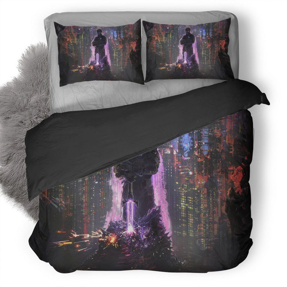 Purple Knight Aircraft 3D Customized Duvet Cover Bedding Set