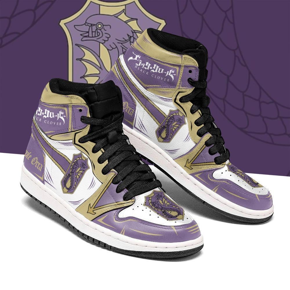 Purple Orca Magic Knight JD1s Sneakers Black Clover JD1s Sneakers Anime, Air Jordan Hightop