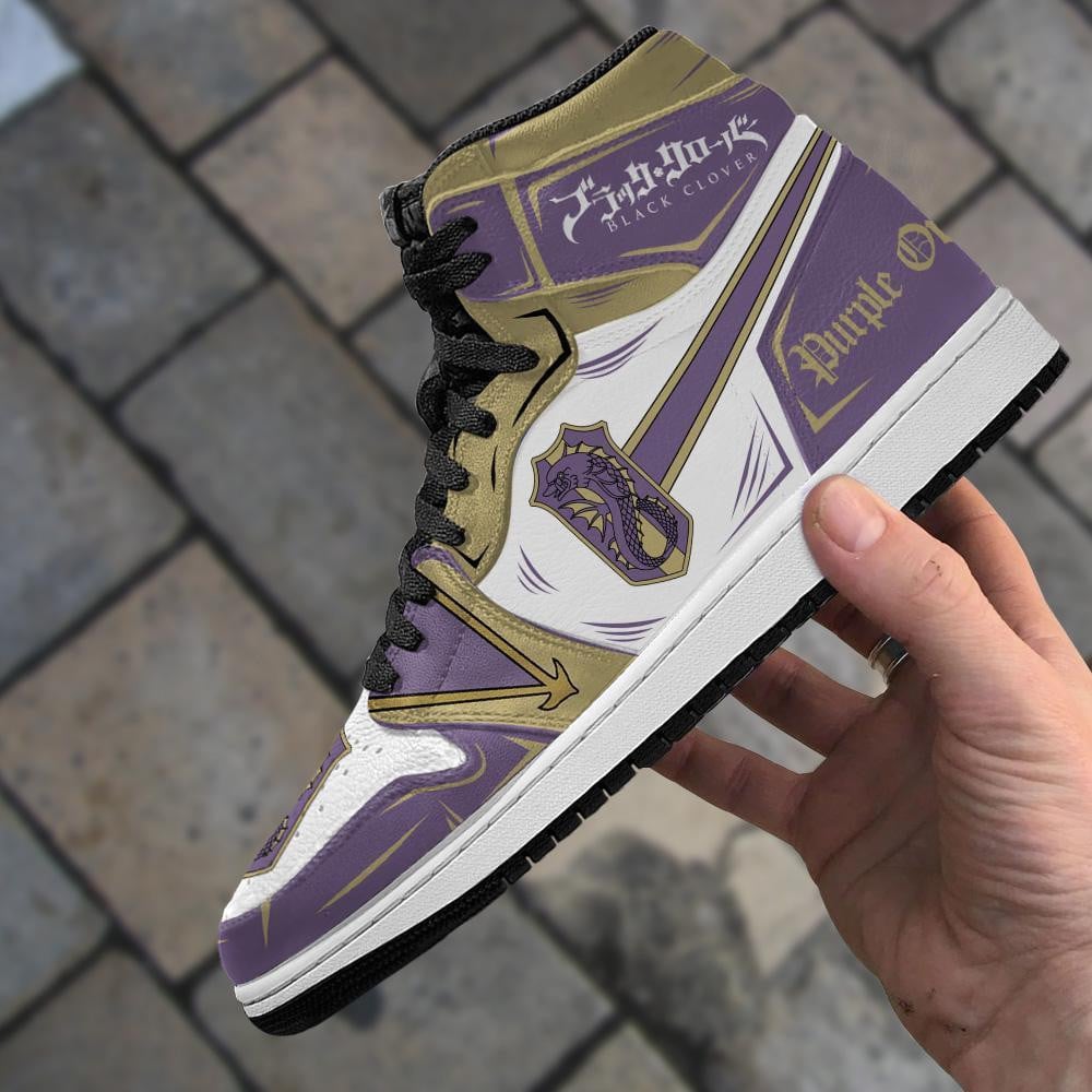 Purple Orca Magic Knight JD1s Sneakers Black Clover JD1s Sneakers Anime, Air Jordan Hightop