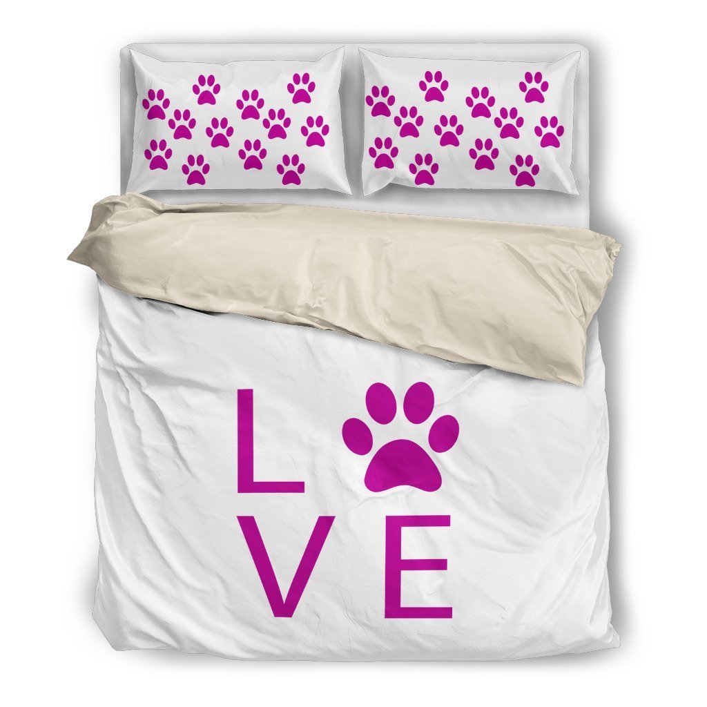 Purple Pawprints Duvet Cover Bedding Set