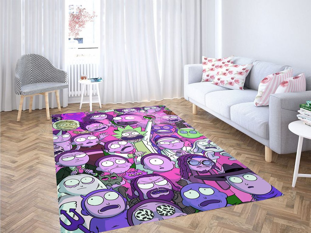 Purple Rick And Morty Character Living Room Modern Carpet Rectangle Rug