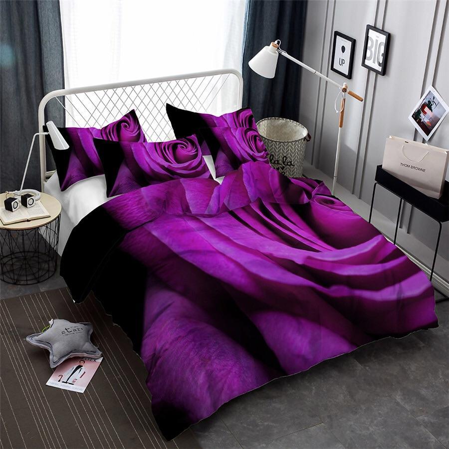 Purple Rose 3D Customized Duvet Cover Bedding Set