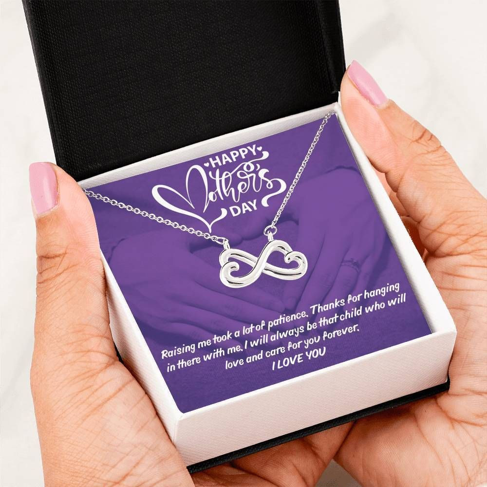 Purple Thanks For Hanging In There With Me 14K White Gold Infinity Heart Necklace Gift For Mom